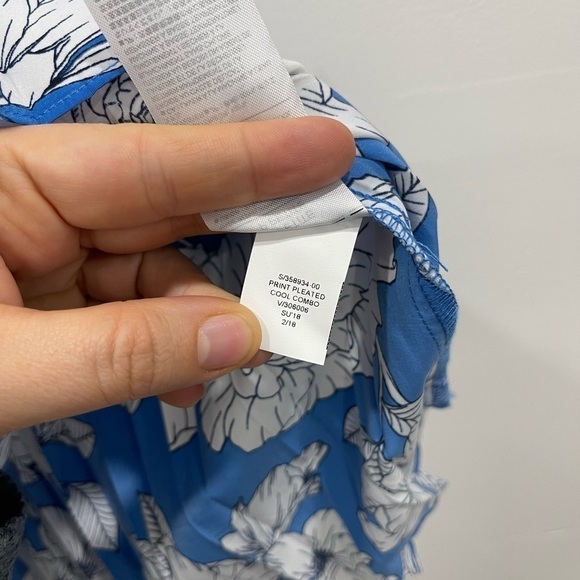 Banana Republic Printed Pleated Cool Combo Size S Petite Blue - Picture 5 of 7